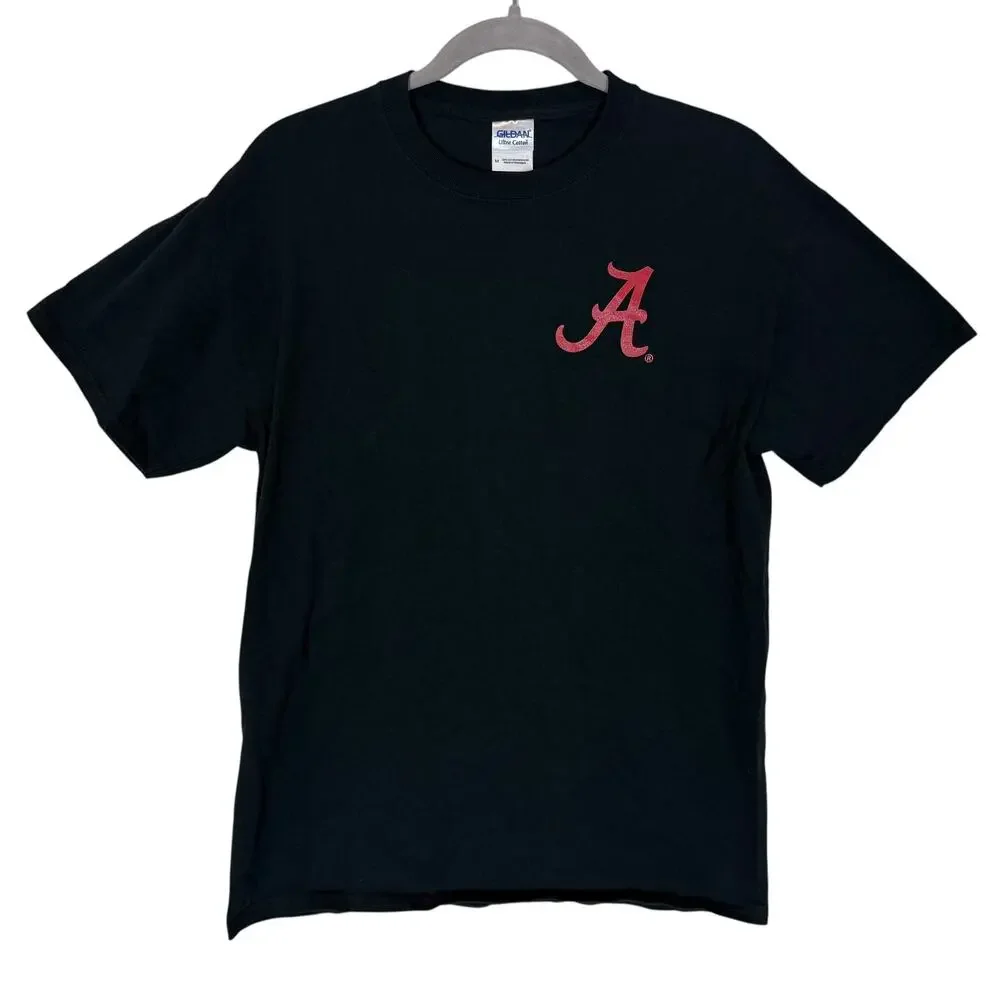 Alabama Crimson Tide Gildan Ultra Cotton T-Shirt Mens Medium Black Short Sleeve